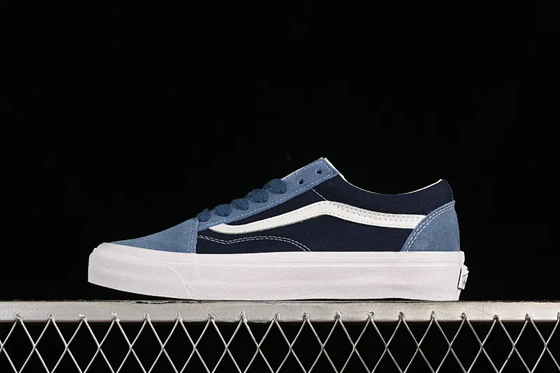 All categories Vans Vans series Vans Mid Vans Sk8-Mid Reissue 83 high-end branch blue stitching suede casual retro skateboard shoes VN000CQDDWR